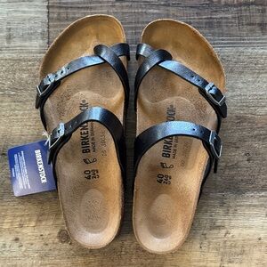 Birkenstock Women's Black Leather Crisscross Strap Sandals